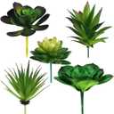 5 Pcs Faux Succulents Set, Realistic Fake Succulents, Artificial Hanging Ornaments Fleshed Plant Textured for Home Garden Wedding Party Spring Decoration (Green)