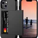 Nvollnoe for iPhone 14 Case with Card Holder Heavy Duty Protective Dual Layer Shockproof Hidden Card Slot Slim Wallet Case for iPhone 14 for Women&Men(Black)