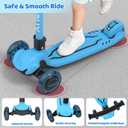 TONBUX Kids Scooter, Light Up 3 Wheel Kick Scooters for Kids 3-12, Folding Scooters with Adjustable Height - Toddler Scooter Lean-to-Steer & Widen Anti-Slip Deck