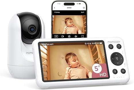 Momcozy WiFi Baby Camera, 5’’ 1080P Split Screen Video Baby Monitor with Camera and Audio, Clear Night Vision