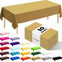 10 Pack Premium Disposable Plastic Tablecloth 54" X 108" Rectangle Table Cover for Birthdays Weddings Christmas Anniversary Buffet Table (Gold)