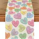 Artoid Mode Ture Love Heart Table Runner, Seasonal Kitchen Dining Table Decoration for Home Party Decor 13x120 Inch (Beige)