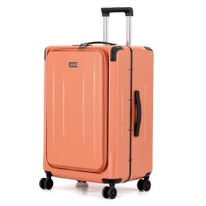 LOUIS KAISER 25 Inch Luggage, Top Opening Airline Approved ABS+PC Hard Shell Suitcases with Silent Wheels, TSA Lock,Front Pocket and Wet-dry Separated Six-piece Set(25 inch-Orange)