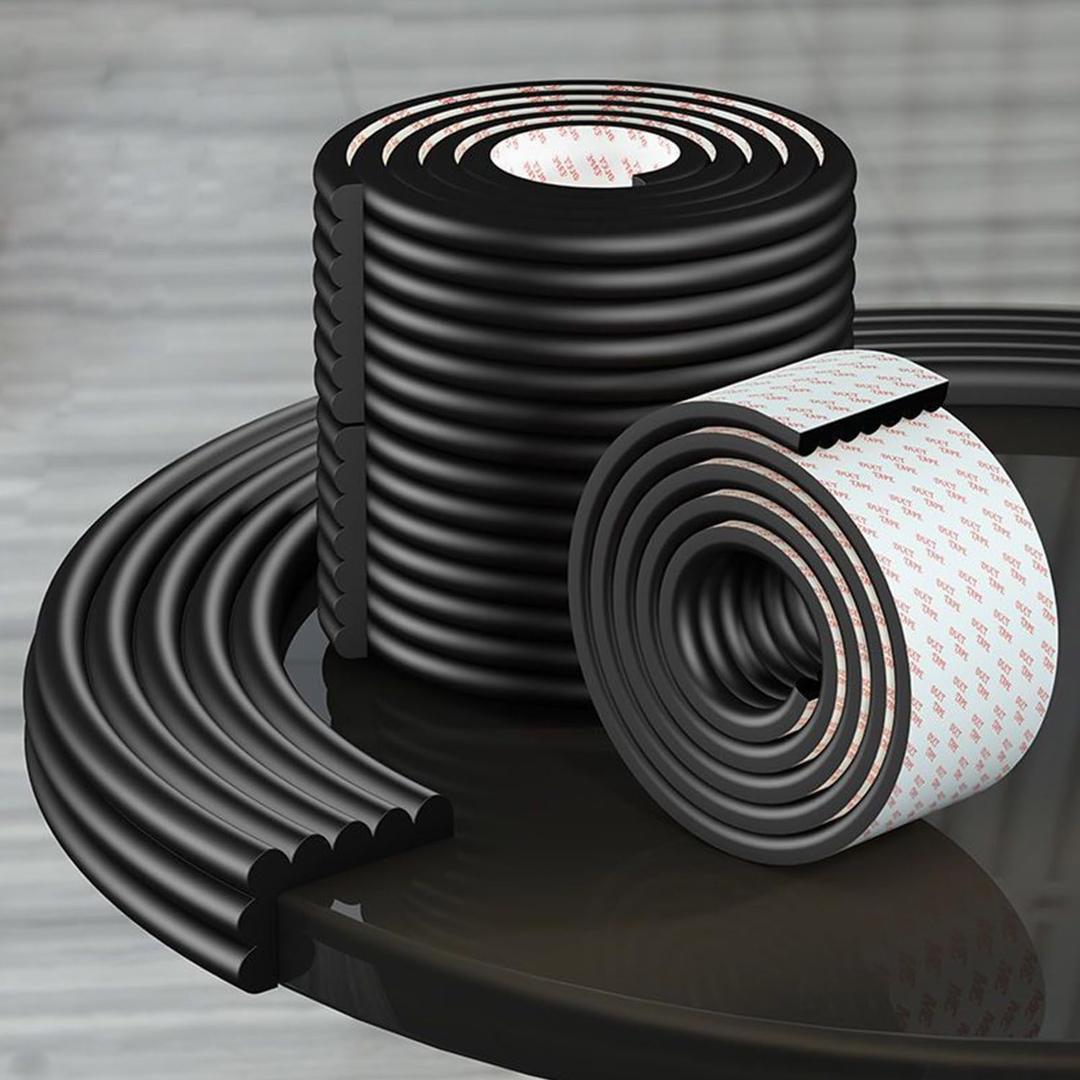 Edge Protector for Baby, Soft Foam Furniture Corner Guards, Desk Edge Cushion, Baby Proofing Bumper for Table, Fireplace - 6.5ft Black (200cmX8cmX0.8cm)