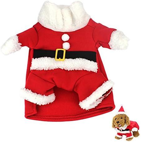 Idepet New Santa Dog Costume Christmas Pet Clothes Winter Hoodie Coat for Pet Dog Clothing Chihuahua Yorkshire Poodle (Medium (Pack of 1))