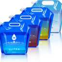 Water Container Bags, 4 Packs BPA Free No-Leak Foldable Plastic 1.3 Gallon Water Container Bag for Camping Hiking Backpack Emergency Storage Jug