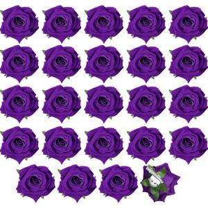 Batiyeer 24 Pcs Flower Hair Clips Rose Brooch Floral Hairpins 2.8" Flowers Hair Clips Headpieces Accessories for Flamenco Dancer Women Bridal Bridesmaid Wedding Halloween Christmas Party(Purple)