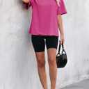 EVALESS Womens Fashion Summer Tops 2025 Crewneck Short Sleeve T Shirts (M)