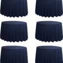 6-Pack Round 108-inch Navy Blue Table Cloths, Solid Stain and Wrinkle Resistant Circular Tablecloth, Premium Plain Weave Polyester Fabric Table Linen Covers for Hotel, Banquet
