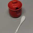 ONTUBE Ceramic Sugar Bowl with Lid and Spoon 12oz (Red)