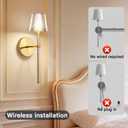 TaoFiaCo Battery Operated Wall Sconces Set of 2, Wireless Wall Sconce with Remote Dimmable Timer, Rechargeable 5200mAh, Cordless Wall Light Gold for Bedroom Living Room, Hallway, Light Decor