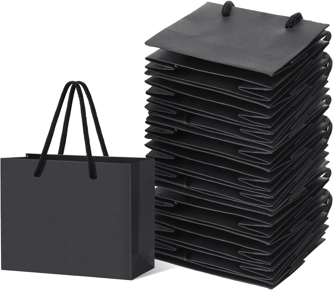 Yexiya Extra Small Black Gift Bags 3.94 x 4.72 x 2.36 Inch Paper Gift Bags with Handle Mini Gift Wrap for Present Craft Party Favor(13 Pcs)