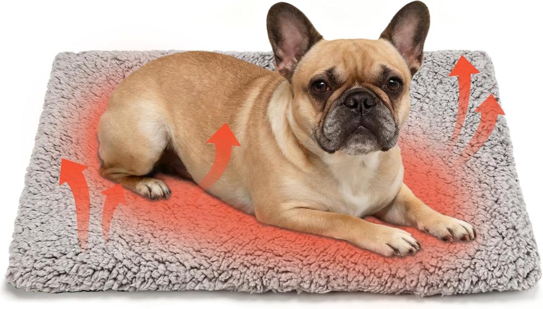 PatiencET Self Warming Cat Bed for Indoor Cats 18'' x 24'' - Cozy Fleece Heating Pad, Non-Electric Thermal Mat for Small Pets, Washable Soft Cushion for Winter Comfort and Warmth Grey