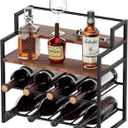 Wine Rack, Sturdy and Durable Countertop Wine Rack with Smooth Wood & Matte Black Iron, Multi-Purpose Wine Holder for Cabinet, Bar, Dining Room, Home Decor and Party Display, 16 inches x 9.5 inches x 15.8 inches