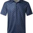 Hardaddy Mens Golf Polo Shirts Dry Fit Short Sleeve Print Patterns Moisture Wicking Collared Funny Golf Shirts for Men Dark Blue XXL (Blue, XXL)