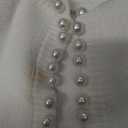 ZESICA Women's Open Front Cardigan Sweater 2026 Spring Casual Knitted Long Sleeve Pearls Trim Outerwear Coat Trendy Clothes White Medium