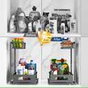 Under Sink Organizer, 2 Packs Height Adjustable Under Sink Storage, Pull Out Cabinet Storage Shelves, Slide Out Drawer for Kitchen Bathroom Pantry. (Black, 2 Pack)