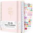 EYROZILL 2025-2026 Academic Planner Weekly and Monthly, Hardcover Planner with Notes Pages, Spiral Bound, Inner Pocket, 8.5"  11", From July 2025 to June 2026- Pink