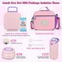 Bento Lunch Box for Kids with 7oz Soup Thermo,Insulated Stainless Steel Kids Water Bottle with Straw and Insulated Lunch Bag,Leak-Proof Lunch Food Container with Ice Pack for School(Pink)