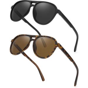 FIMILU 2 Pack Womens Tangle Free Aviator Sunglasses Polarized UV400 | Oversized Sun Glasses for Medium to Large Faces,1.1mm Polarized Sunglasses No Slip Grip & No Bounce Fit for Running Sports