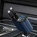 69W Fast Charging USB C Car Charger, 4-in-1 Retractable Phone Charger for iPhone 17, Travel Essentials, Gifts for Women Men, Car Accessories for Women Men, for iPhone 17 16 15 14 13, Galaxy, Pixel