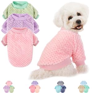 Dog Sweater, 3 Pack Dog Sweaters for Small Medium Dogs or Cat, Warm Soft Flannel Pet Clothes for Dogs Girl or Boy, Dog Shirt Coat Jacket (Large, Pink+Purple+Light Green)