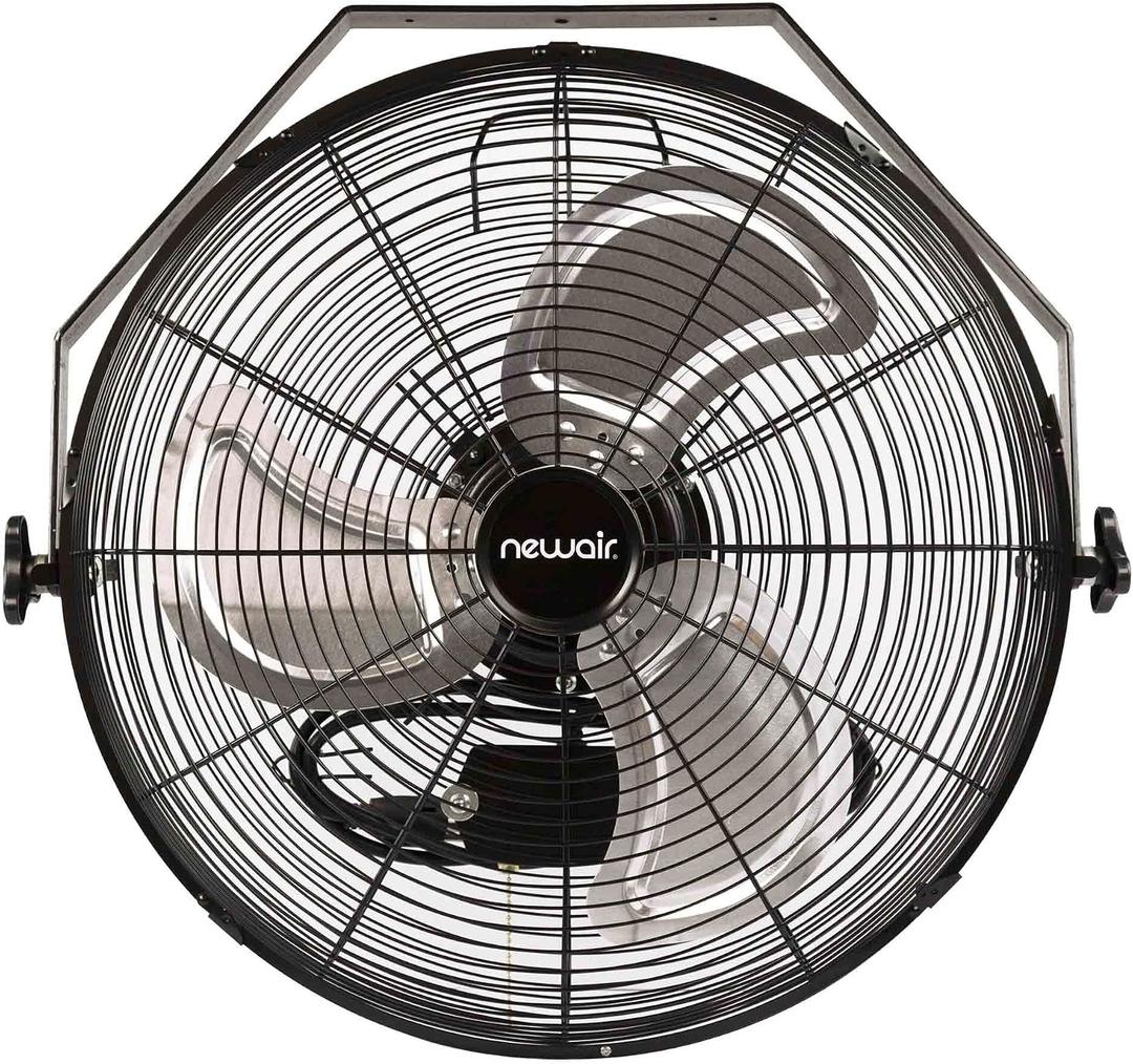 NewAir WindPro18W Wall Mount Fan | High-Velocity Industrial, Shop or Garage Fan | 3 Speed Settings | 3000 CFM | Black