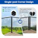 Muzata Black Corner Cable Railing Post 42 Inch 42"x2"x2" T-drilled One-Post Corner Solution Surface Mount Stainless Steel Cable Railing System Kit Indoor Outdoor with Paper User Guide PS02 B34L