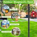 RCUICA Double Shepherds Hooks for Outdoor,1 Pack 55 Inch Bird Feeder Pole with 5 Prongs Base,Heavy Duty Shepherds Hook,Suitable for Garden in Hanging Flower Basket,Lantern,Bird Nests (1 Pack 55 inch)