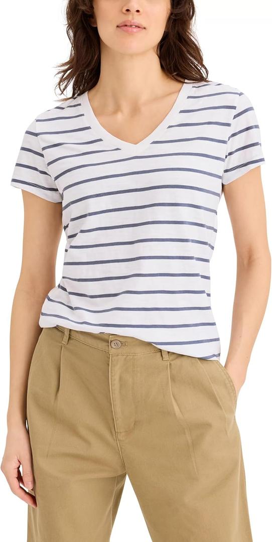 Dockers Womens Slim Fit Short Sleeve Favorite V-Neck Tee Shirt (Small)
