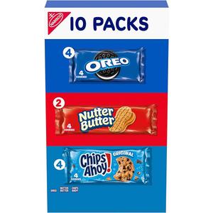 Nabisco Cookie Variety Pack, OREO, Nutter Butter, CHIPS AHOY!, 10 Snack Packs (4 Cookies Per Pack), Pack Of 4