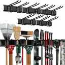 TIDYME Garage Wall Organizer | 80" Heavy-Duty Tool Storage Rack | Adjustable Double-Layer Hooks | 500 lbs Capacity | Carbon Steel Wall Mount Holder for Shovels, Rakes, Ladders & Power Tools