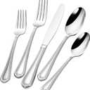 Heavy Duty Silverware Set for 12, 18/10 Stainless Steel, 60 Pieces Silverware Knife Spoon and Fork Set, Dishwasher Safe Flatware Set with Beaded Edge Handle