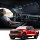 [2026 Upgrade] Nmoiss Windshield Sun Shade Umbrella for Ford F150 F250 F350 & Explorer - Vinyl Coating Heat Shield, Tough Truck-Grade Sun Protection, Blocks UV & Heat to Keep Interior Cool, For F-Series & Explorer