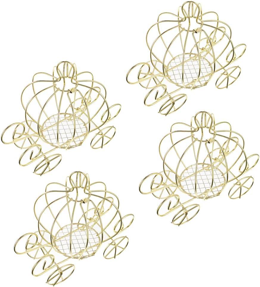 Kisangel Pumpkin Cart Candy Box 4Pcs Metal Wedding Party Favor Boxes Decorative Candy Display for Halloween Baby Shower Birthday Home Decor