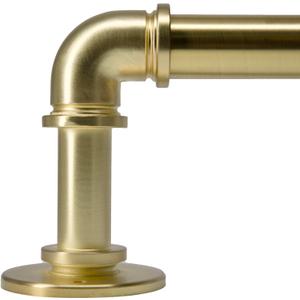 Industrial Curtain Rods for Windows 18 to 120 Inch, 1 Inch Blackout Wrap Around Drapery Rods, Adjustable Farmhouse Curtain Pole, Wall or Ceiling Mounted, for Living Room Patio, Warm Gold