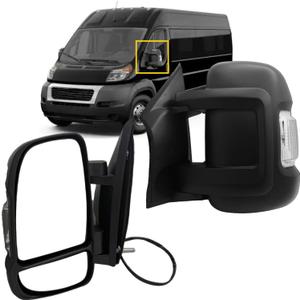 Driver Side Mirror Compatible with 2014-2024 Ram Promaster 1500 2500 3500 (Short Arm) With Heated Power Glass Turn Signals Light Temperature Sensor Manual Folding 8+2 Pins Textured Black