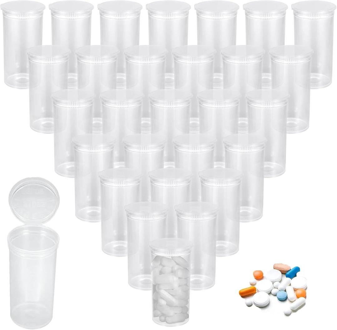 WOPPLXY 100Pcs Plastic Empty Prescription Vial, 13 Dram Pill Bottles, Waterproof Airtight Joint Pill Bottles with Pop Top Caps Medicine Container for Pills, Crafts, Candy, Supplements and More