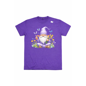 Peaceful Gnome with Flowers and Butterflies T-Shirt XL