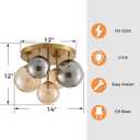 Shrine Lighting Gold Bubble Glass Ceiling Light, Flush Mount Ceiling Light for Living Room, D14'' x H12'', G9*4 Sockets, Globe Glass Shade & Gold Finish Frame