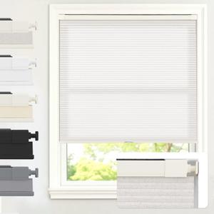 AOSKY No Drill Cordless Light Filtering Cellular Shade 28" W x 64" H Linen | No Tools Honeycomb Blinds for Indoor Windows, Free-Stop Shades for Home, Thermal Insulated, Noise Reducing