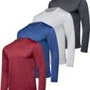 Real Essentials 4 Pack: Mens Long Sleeve Dry Fit T Shirts Hiking Fishing Workout Gym Work Sun UPF 50 Wicking Running Tee (XX-Large)