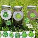 500Pcs St. Patrick's Day Sticker Rolls for Kids 1 Inch Glitter Shamrock Sticker Roll with 5 Different Designs Green Lucky Clover Self-Adhesive Decals St. Patrick's Day Envelope Scrapbook Decorations