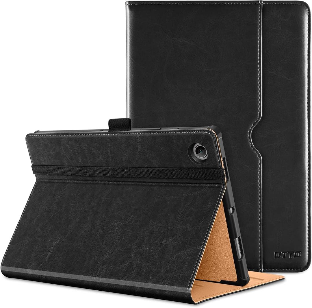 DTTO for Samsung Galaxy Tab A8 10.5 Inch Case 2022, Premium Leather Business Folio Stand Cover with Built-in Hand Strap for Galaxy Tab A8 10.5" 2022 Model [SM-X200/X205/X207], Black
