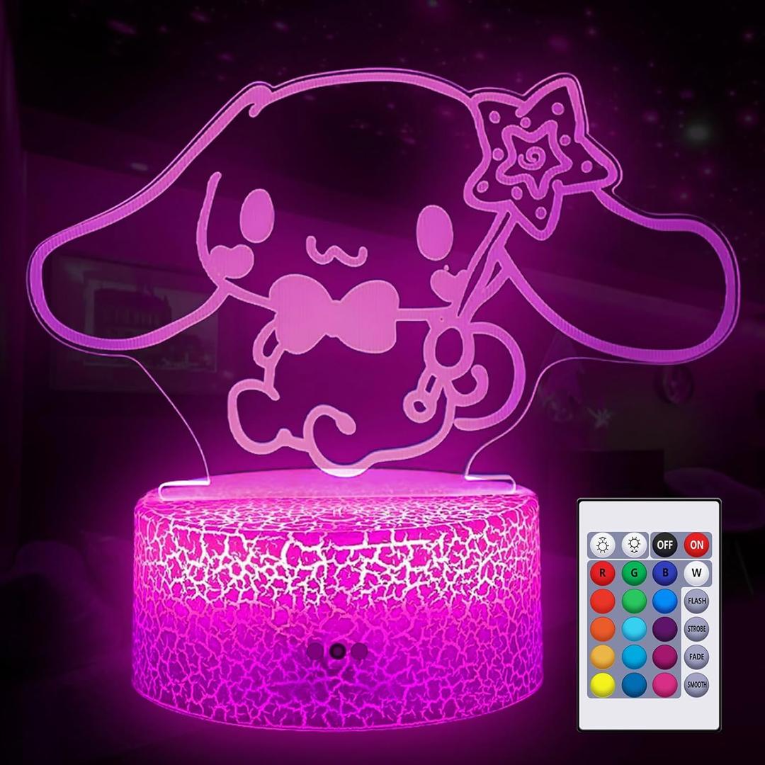 16 Colors Night Light 3D Illusion Table Lamp with Touch & Remote Control Acrylic LED Lamp Anime Led Light Cute Desk Lamp for Kids Artwork Decor Christmas Halloween Birthday Decoration Gifts