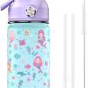 18oz Kids Insulated Water Bottle with Straw Lid - 18/8 Stainless Steel Kid Cup BPA-FREE Travel Tumbler Double Wall Vacuum Leak Proof Portable Toddler Water Bottle