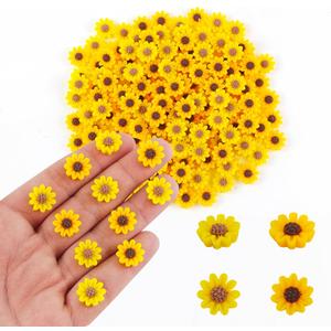 200 Pieces Tiny Sunflower for Crafts Dollhouse Miniatures Resin Mini Things Decor for Fairy Garden Micro Landscaping Decoration