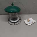 Metal Bird Feeder for Outdoors Hanging,3.0LB Seed Feeder,Easy to Fill & Clean,360 Feeding,Chew Proof Weatherproof Roof for Gardens and Wild Birds,Green