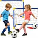 2-Pack Soccer Goal Set for Kids, Portable Soccer Goals with Ball & Pump - Indoor Outdoor Backyard Training Toy, Birthday Gift for Toddlers Boys Girls Ages 3-8, 23" W×18" H×12" D