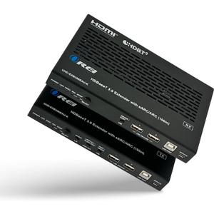OREI 4K eARC HDMI Extender Balun HDBaseT 3.0 UltraHD 4K @ 60Hz 4:4:4 Over Single CAT5e/6/7 Cable with HDR, LAN, ARC & IR Support, RS-232 Up to 330 Ft Audio Out - Power Over Cable - LAN Out